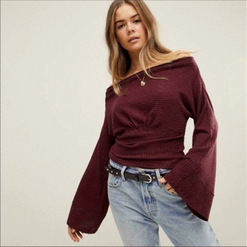 Burgundy We The Free Crazy On You off-the-shoulder top